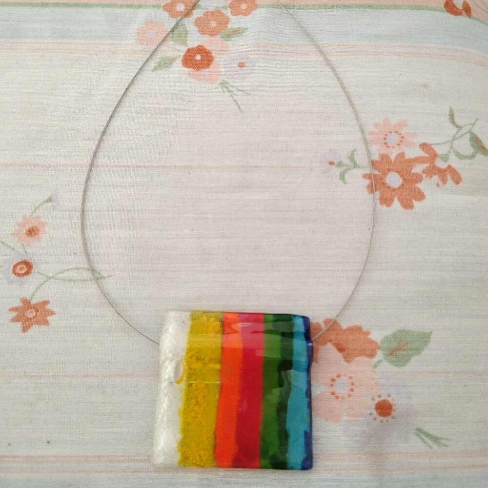 ❤️PRIDE Rainbow Glass Hand Made Pendant Necklace 2x2
